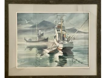 Lovely Fishing Boat Original Watercolor