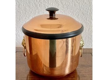 Vintage Copper Ice Bucket With Lid & Brass Lion Handles