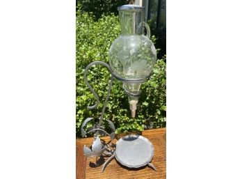 Vintage Austrian Crystal Glass Chilled Wine Decanter W/iron Stand