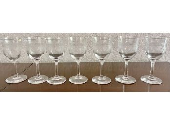 7 Etched Cordial Glasses