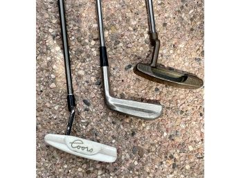 3 Gold Putters Including Rare Coors Putter And Ping Karsten