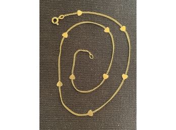14K Gold Chain With Dainty Hearts 17'---3.1 Grams