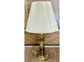 Vintage Solid Brass Table Lamp With Pleated Shade