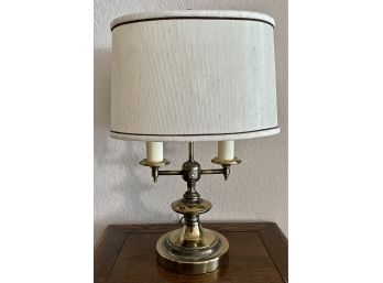 Vintage Brass Double Bulb Lamp With Shade
