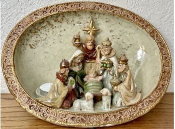 Ceramic Nativity Scene With Votive Holders