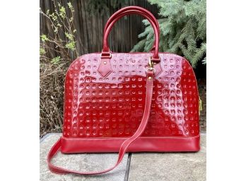 Arcadia Lipstick Red Patent Leather Dome Bag- Made In Italy