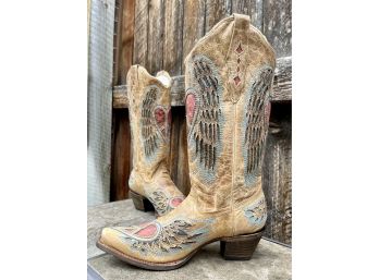 Corral Vintage Sand Side  Wing Square Toe Boots Women's Size 8.5