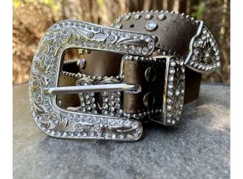 Leather Cowboy Boots And Rhinestones Women's Belt