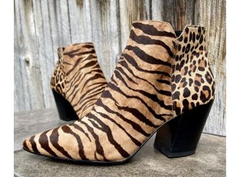 Dolce Vita Animal Fur With Zebra & Leopard Print Booties Women's Size 8.5