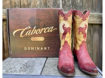 NIB Caborca Tan-Red Bucking Horse Western Boots Women's Size 8