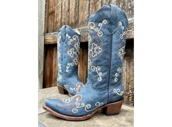 NWOB Circle G Blue Embroidered Western Boot Women's Size 8.5