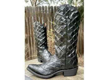 NWOB Nocona Bessie Black Fish Print Western Boots Women's Size 8.5