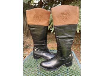 Etienne Aigner E-Chip Leather Riding Boots Women's Size 8.5