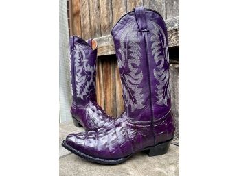 NWOB El Presidente Purple Alligator Tail Western Boots Women's Size 8.5