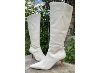 Jessica London White Leather Boots Women's Size 8.5