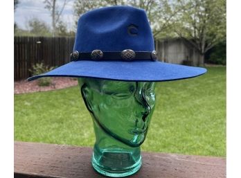 Charlie Horse Royal Blue Western Hat With Black Leather  Concho Accent Hat Band Size S