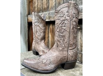 NWOB Sonora Butterfly Studded Leather Western Boots Women's Size 8.5