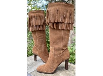 NWOB Matisse Sioux Brown Suede Knee High Fringe Boot Women's Size 8.5