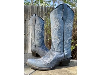 Circle G Blue Distressed Western Boots Women's Size 8.5