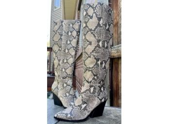 NWOB Dolce Vita Isobel Snake Print Leather Knee High Boots Women's Size 8.5