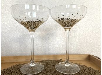 Two Fun Glitter Coupe Or Martini Glasses
