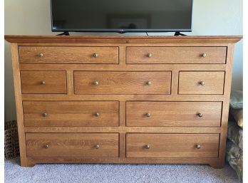 Woodley's 9  Drawer Large Dresser Or Chest Of Drawers With Dovetailed Joints And Brass Knobs