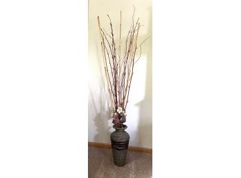 Lovely Woven Vase With Tall Bamboo & Reeds