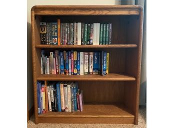 Solid Oak Three Drawer Bookshelf With Tons Of Travel Books
