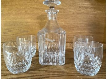 Fox Acres Golf Course Crystal Decanter Set With Four Tumblers By Mikasa