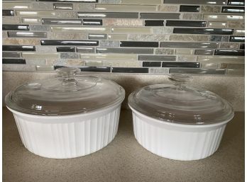 Pair Of Two Lidded Ovenproof Baking Dishes With Glass Lids