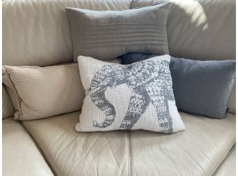 A Nice Grouping Of Classy Accent Pillows In Beige, White And Gray