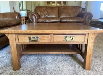 Lovely Mission Style Coffee Table With Single Drawer Storage