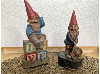Pair Of Two Vintage Tom Clark Gnomes Titled Puck And Spock