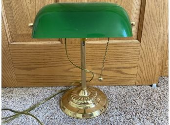 Great Library Table Lamp With Green Glass Shade