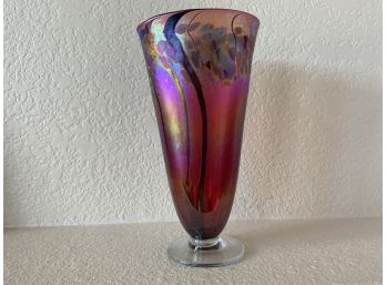 Jon Bush Glass Artist Signed Iridescent Sculptural Vase Dated 2009
