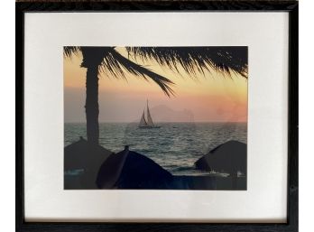 Sunset Sailing Boat Picture Framed