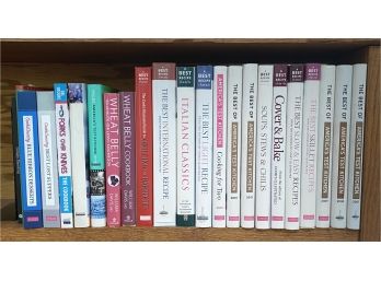 Collection Of Cookbooks Including Forks Over Knives And Americans Test Kitchen