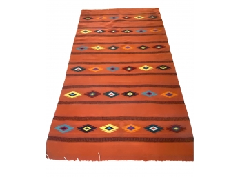 A Beautiful Wool Or Goat Hair Handwoven Kilim Rug With Southwestern Design