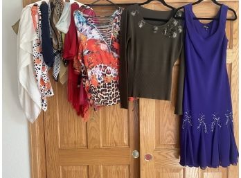 A Nice Grouping Of Ladies Dresses, Blouses & Scarves