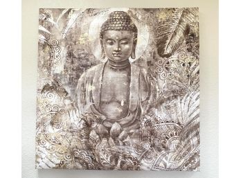 Buddha Print On Canvas With Gold Accent Detail
