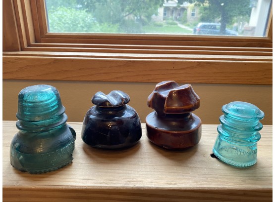 Lot Of 4 Vintage Glass Insulators