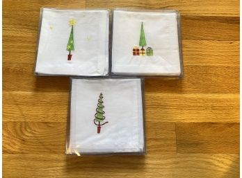 Embroidered Christmas Cocktail Napkins By Studio Nova