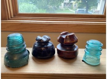 Lot Of 4 Vintage Glass Insulators