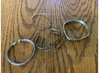 Lot Of 4 Copper And Silver Tone Bangle Bracelets
