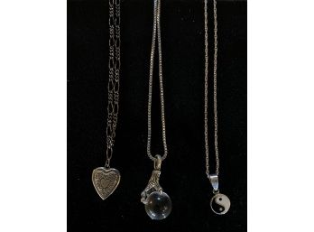 Lot Of 3 Necklaces W/sterling Chains