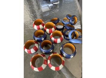 Lot Of Red, White And Blue Napkin Rings