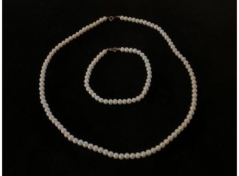 14K Genuine Pearl Ross Simons Necklace And Bracelet