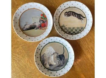 Lot Of 3 Decorative Cat Plates By Lowell Herrero