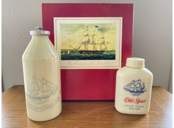 Vintage Old Spice Aftershave And Talc Bottles