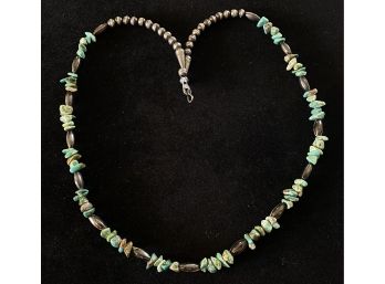Sterling And Turquoise Beaded Necklace